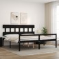 vidaXL Cama matrimonio personas mayores cabecero madera maciza negro