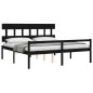vidaXL Cama matrimonio personas mayores cabecero madera maciza negro