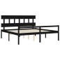 vidaXL Cama matrimonio personas mayores cabecero madera maciza negro
