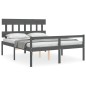 vidaXL Cama de matrimonio personas mayores cabecero madera maciza gris vidaXL Cama de matrimonio personas mayores cabecero madera maciza gris