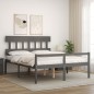 vidaXL Cama de matrimonio personas mayores cabecero madera maciza gris vidaXL Cama de matrimonio personas mayores cabecero madera maciza gris