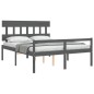 vidaXL Cama de matrimonio personas mayores cabecero madera maciza gris vidaXL Cama de matrimonio personas mayores cabecero madera maciza gris