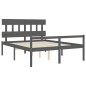 vidaXL Cama de matrimonio personas mayores cabecero madera maciza gris vidaXL Cama de matrimonio personas mayores cabecero madera maciza gris