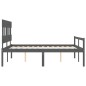 vidaXL Cama de matrimonio personas mayores cabecero madera maciza gris vidaXL Cama de matrimonio personas mayores cabecero madera maciza gris