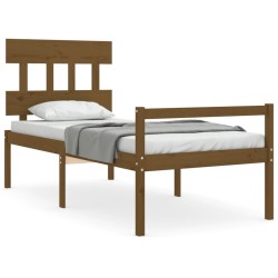 vidaXL Cama personas mayores cabecero madera marrón miel 100x200 cm