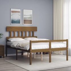 vidaXL Cama personas mayores cabecero madera marrón miel 120x200 cm