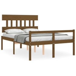 vidaXL Cama personas mayores cabecero madera marrón miel 120x200 cm