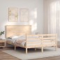 vidaXL Estructura de cama con cabecero madera maciza 140x190 cm vidaXL Estructura de cama con cabecero madera maciza 140x190 cm