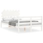 vidaXL Estructura cama de matrimonio con cabecero madera maciza blanco vidaXL Estructura cama de matrimonio con cabecero madera maciza blanco