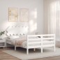 vidaXL Estructura cama de matrimonio con cabecero madera maciza blanco vidaXL Estructura cama de matrimonio con cabecero madera maciza blanco
