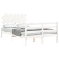 vidaXL Estructura cama de matrimonio con cabecero madera maciza blanco vidaXL Estructura cama de matrimonio con cabecero madera maciza blanco
