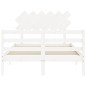 vidaXL Estructura cama de matrimonio con cabecero madera maciza blanco vidaXL Estructura cama de matrimonio con cabecero madera maciza blanco