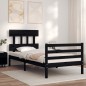 vidaXL Estructura de cama con cabecero madera maciza negro 90x200 cm