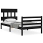vidaXL Estructura de cama con cabecero madera maciza negro 90x200 cm