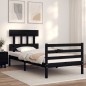vidaXL Estructura de cama con cabecero madera maciza negro 90x200 cm