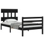 vidaXL Estructura de cama con cabecero madera maciza negro 90x200 cm