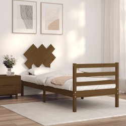 vidaXL Estructura cama con cabecero madera maciza marrón miel 90x200cm