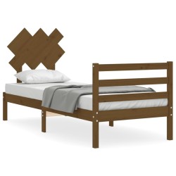 vidaXL Estructura cama con cabecero madera maciza marrón miel 90x200cm