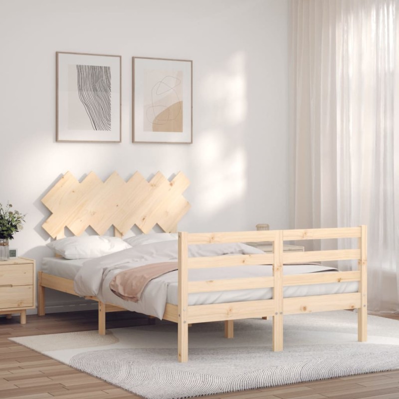 vidaXL Estructura de cama con cabecero madera maciza 120x200 cm vidaXL Estructura de cama con cabecero madera maciza 120x200 cm