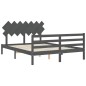 vidaXL Estructura de cama con cabecero madera maciza gris 140x200 cm