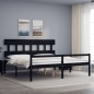 vidaXL Cama personas mayores cabecero madera maciza negro 200x200 cm vidaXL Cama personas mayores cabecero madera maciza negro 200x200 cm