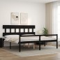 vidaXL Cama personas mayores cabecero madera maciza negro 200x200 cm vidaXL Cama personas mayores cabecero madera maciza negro 200x200 cm