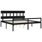vidaXL Cama personas mayores cabecero madera maciza negro 200x200 cm vidaXL Cama personas mayores cabecero madera maciza negro 200x200 cm
