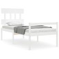 vidaXL Cama personas mayores cabecero madera maciza blanco 90x200 cm vidaXL Cama personas mayores cabecero madera maciza blanco 90x200 cm