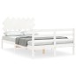 vidaXL Estructura cama de matrimonio con cabecero madera maciza blanco vidaXL Estructura cama de matrimonio con cabecero madera maciza blanco