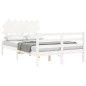 vidaXL Estructura cama de matrimonio con cabecero madera maciza blanco vidaXL Estructura cama de matrimonio con cabecero madera maciza blanco