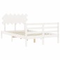 vidaXL Estructura cama de matrimonio con cabecero madera maciza blanco vidaXL Estructura cama de matrimonio con cabecero madera maciza blanco
