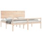 vidaXL Cama de matrimonio para personas mayores cabecero madera maciza
