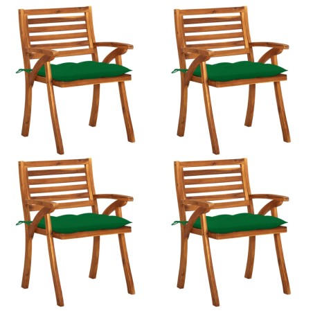 vidaXL Sillas de jardín con cojines 4 unidades madera maciza de acacia