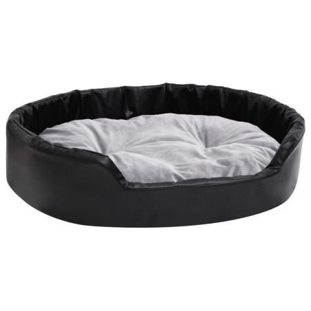 vidaXL Cama para perros felpa y cuero sintético negro gris 90x79x20 cm
