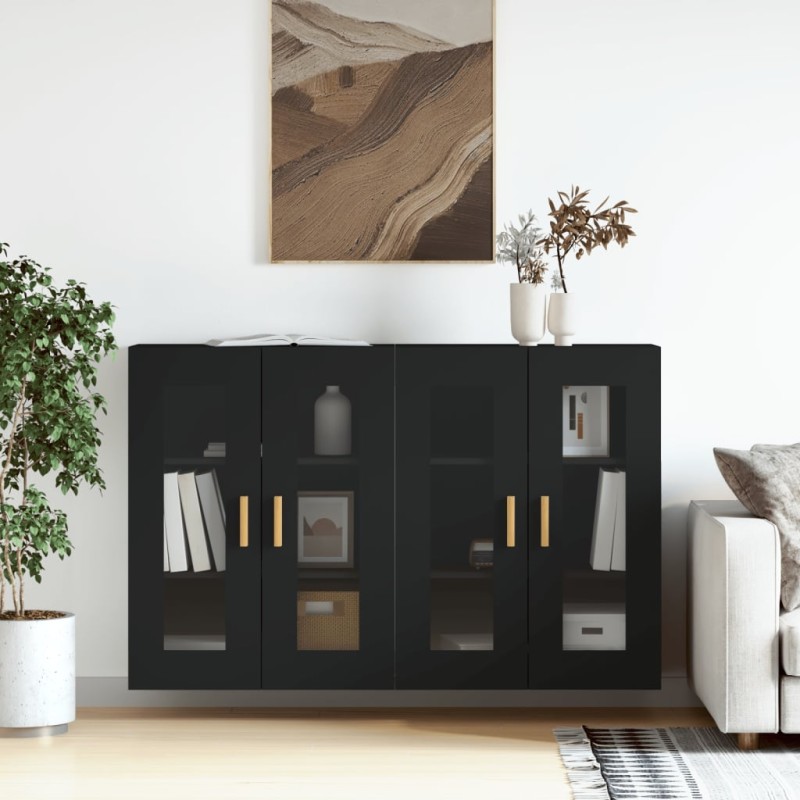 vidaXL Armarios de pared 2 uds madera de ingeniería negro vidaXL Armarios de pared 2 uds madera de ingeniería negro