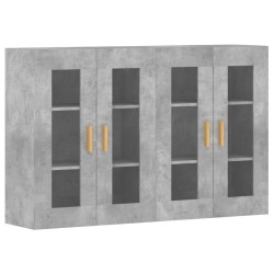 vidaXL Armarios de pared 2 uds madera de ingeniería gris hormigón