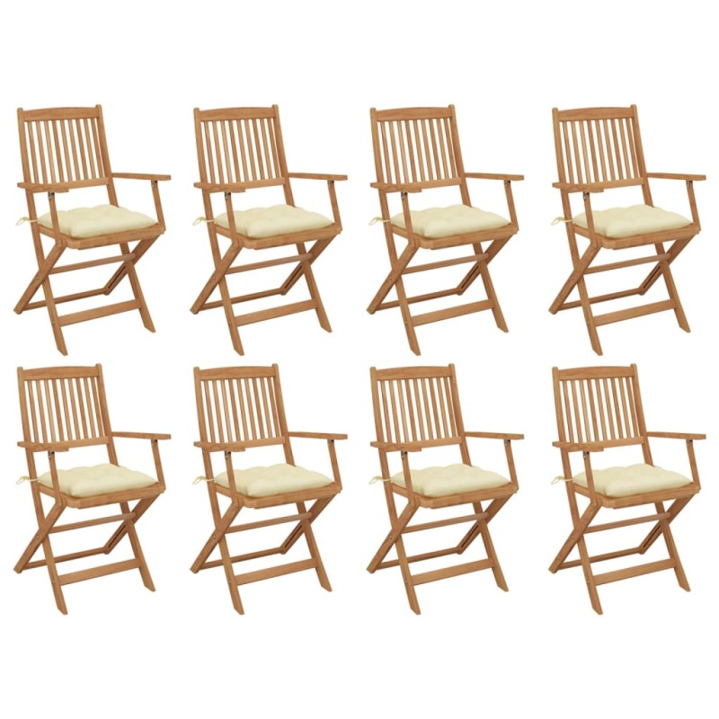 vidaXL Sillas de jardín plegables 8 uds y cojines madera maciza acacia vidaXL Sillas de jardín plegables 8 uds y cojines madera maciza acacia