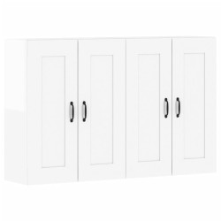 vidaXL Armarios de pared 2 uds madera de ingeniería blanco brillante