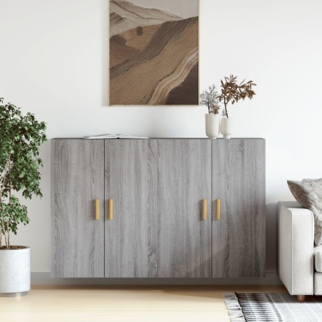 vidaXL Armarios de pared 2 uds madera de ingeniería gris Sonoma