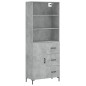 vidaXL Aparador alto madera contrachapada gris hormigón 69,5x34x180 cm vidaXL Aparador alto madera contrachapada gris hormigón 69,5x34x180 cm