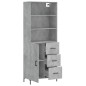 vidaXL Aparador alto madera contrachapada gris hormigón 69,5x34x180 cm vidaXL Aparador alto madera contrachapada gris hormigón 69,5x34x180 cm