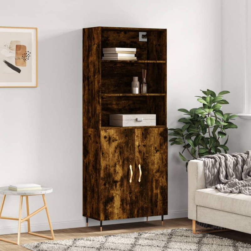 vidaXL Aparador alto madera contrachapada roble ahumado 69,5x34x180 cm vidaXL Aparador alto madera contrachapada roble ahumado 69,5x34x180 cm