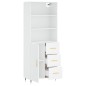 vidaXL Aparador alto madera contrachapada blanco 69,5x34x180 cm