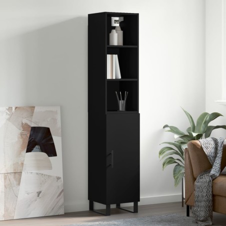 vidaXL Aparador de madera contrachapada negro 34,5x34x180 cm