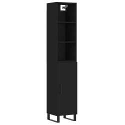 vidaXL Aparador de madera contrachapada negro 34,5x34x180 cm