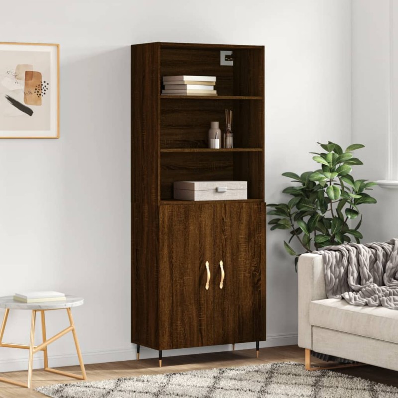 vidaXL Aparador alto madera contrachapada marrón roble 69,5x34x180 cm vidaXL Aparador alto madera contrachapada marrón roble 69,5x34x180 cm