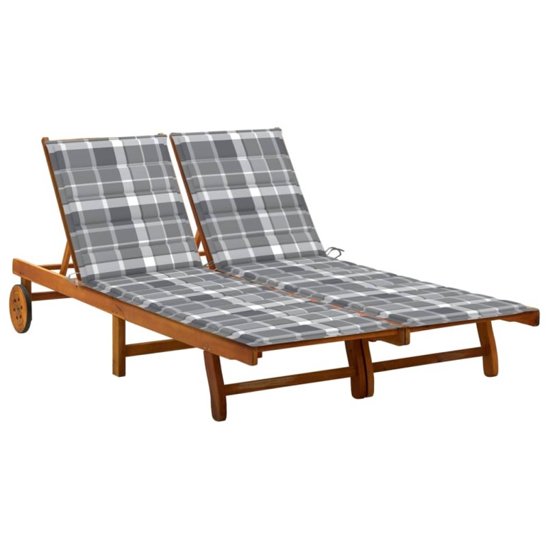 vidaXL Tumbona de jardín 2 personas y cojines madera maciza de acacia vidaXL Tumbona de jardín 2 personas y cojines madera maciza de acacia