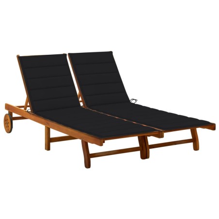 vidaXL Tumbona de jardín 2 personas y cojines madera maciza de acacia 