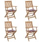 vidaXL Sillas de jardín plegables 4 uds y cojines madera maciza acacia vidaXL Sillas de jardín plegables 4 uds y cojines madera maciza acacia