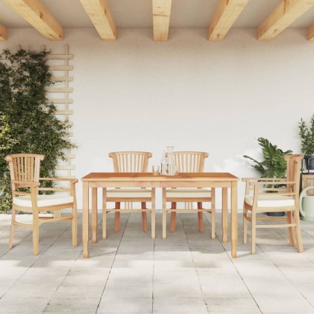 vidaXL Juego de comedor para jardín 5 piezas madera maciza de teca